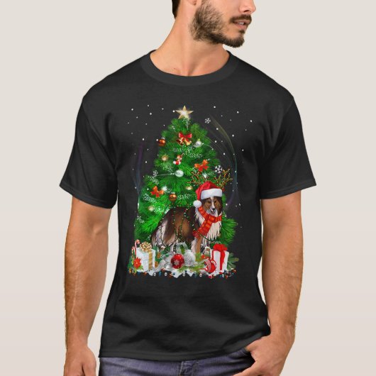 Shetland Sheepdog kerstboom Light Pajama Dog T-shirt (Voorkant)