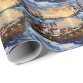 Shetland Sheepdog Kerstboot Vakantie Cadeaupapier (Rol Hoek)