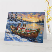 Shetland Sheepdog Kerstboot Vakantie Kaart (Gele Bloem)