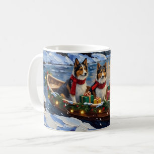 Shetland Sheepdog Kerstboot Vakantie Koffiemok