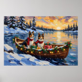 Shetland Sheepdog Kerstboot Vakantie Poster (Voorkant)