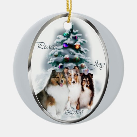Shetland Sheepdog kerstcadeaus Keramisch Ornament (Voorkant)