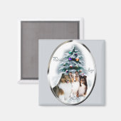 Shetland Sheepdog kerstcadeaus Magneet (Voorkant / Achterkant)