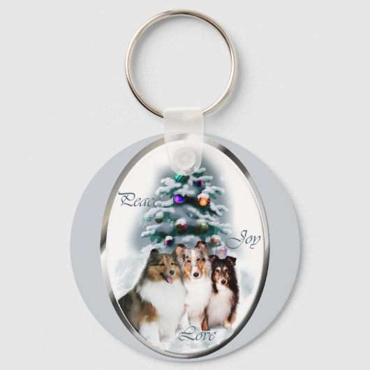 Shetland Sheepdog kerstcadeaus Sleutelhanger (Voorkant)