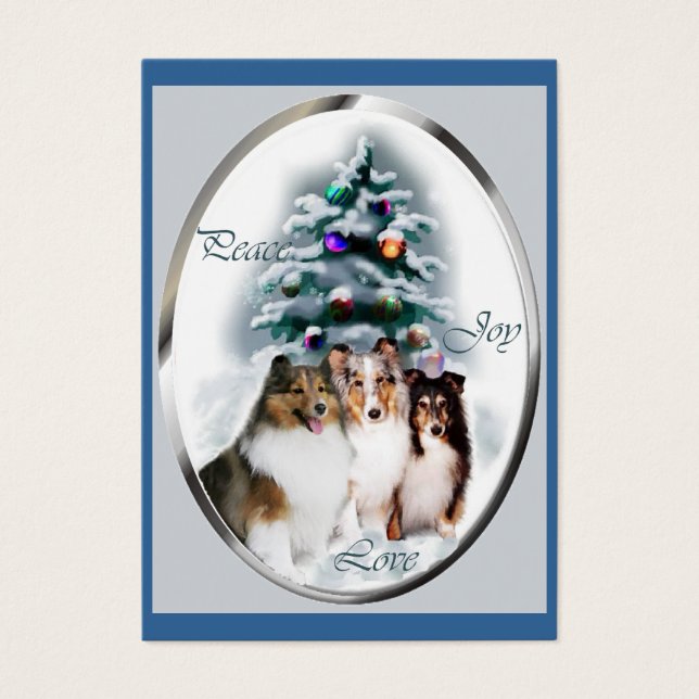 Shetland Sheepdog kerstcadeaus Visitekaartjes (Voorkant)
