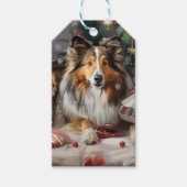Shetland Sheepdog Kerstfeest Cadeaulabel (Voorkant)