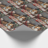 Shetland Sheepdog Kerstfeest Cadeaupapier (Hoek)