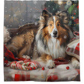 Shetland Sheepdog Kerstfeest Douchegordijn (Voorkant)