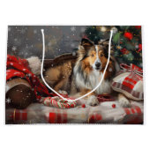 Shetland Sheepdog Kerstfeest Groot Cadeauzakje (Voorkant)