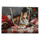 Shetland Sheepdog Kerstfeest Groot Cadeauzakje (Achterkant)