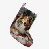 Shetland Sheepdog Kerstfeest Kleine Kerstsok (Voorkant (Hangend))