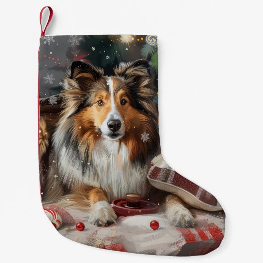 Shetland Sheepdog Kerstfeest Kleine Kerstsok (Voorkant)