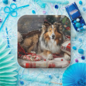 Shetland Sheepdog Kerstfeest Papieren Bordje (Feest)