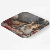 Shetland Sheepdog Kerstfeest Papieren Bordje (Gebogen)