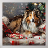 Shetland Sheepdog Kerstfeest Poster (Voorkant)