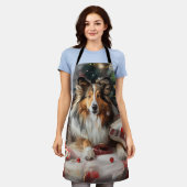 Shetland Sheepdog Kerstfeest Schort (Gedragen)