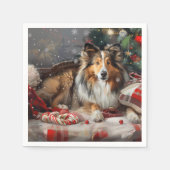 Shetland Sheepdog Kerstfeest Servet (Voorkant)