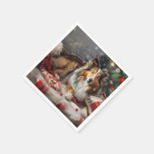 Shetland Sheepdog Kerstfeest Servet (Hoek)