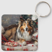 Shetland Sheepdog Kerstfeest Sleutelhanger (Achterkant)