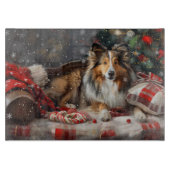 Shetland Sheepdog Kerstfeest Snijplank (Voorkant)