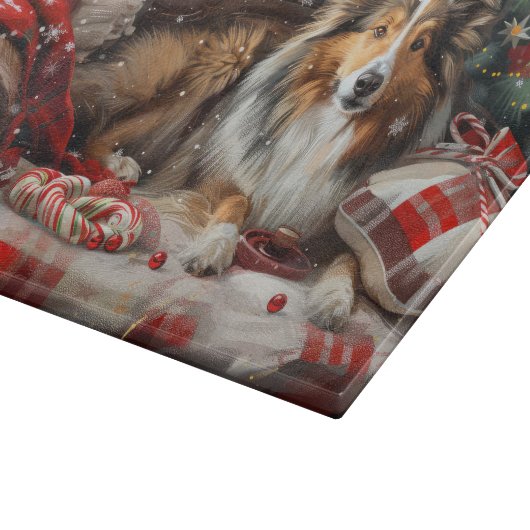 Shetland Sheepdog Kerstfeest Snijplank (Hoek)