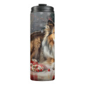 Shetland Sheepdog Kerstfeest Thermosbeker (Voorkant)