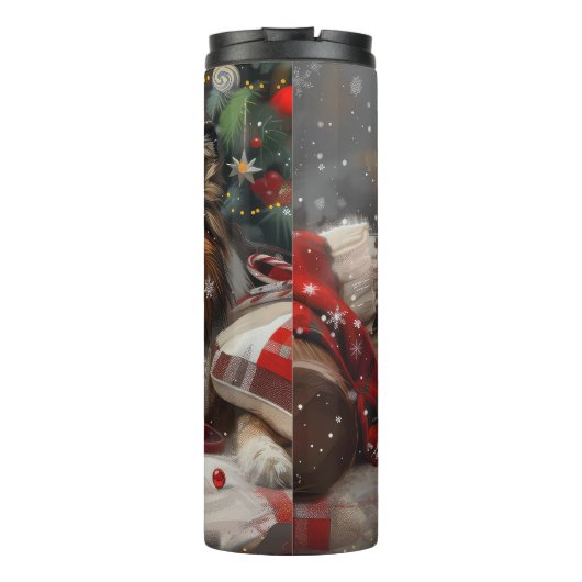 Shetland Sheepdog Kerstfeest Thermosbeker (Achterkant)