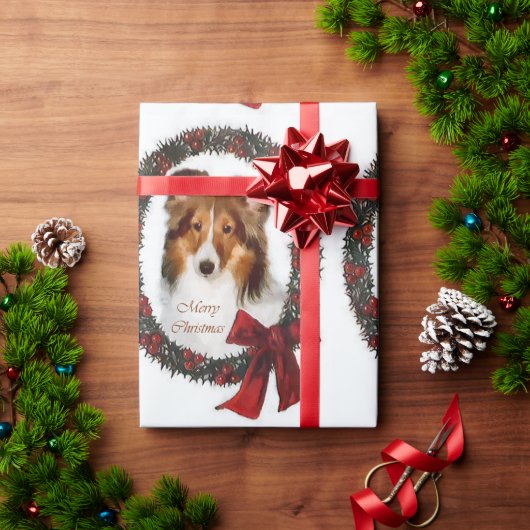 Shetland Sheepdog Kerstkrans Cadeaupapier (Feestdagen Geschenken)