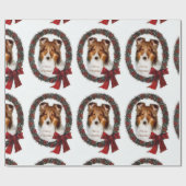 Shetland Sheepdog Kerstkrans Cadeaupapier (Vlak)
