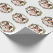 Shetland Sheepdog Kerstkrans feestelijke pup Cadeaupapier (Hoek)
