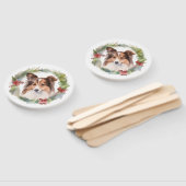 Shetland Sheepdog Kerstkrans feestelijke pup Handwaaier (Niet-gemonteerd)