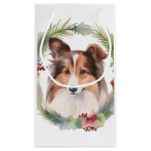 Shetland Sheepdog Kerstkrans feestelijke pup Klein Cadeauzakje (Achterkant)