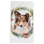 Shetland Sheepdog Kerstkrans feestelijke pup Klein Cadeauzakje (Voorkant)