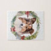 Shetland Sheepdog Kerstkrans feestelijke pup Legpuzzel (Horizontaal)
