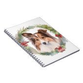 Shetland Sheepdog Kerstkrans feestelijke pup Notitieboek (Rechterzijde)