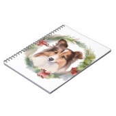 Shetland Sheepdog Kerstkrans feestelijke pup Notitieboek (Linkerzijde)