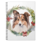 Shetland Sheepdog Kerstkrans feestelijke pup Notitieboek (Voorkant)