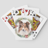 Shetland Sheepdog Kerstkrans feestelijke pup Pokerkaarten (Achterkant)