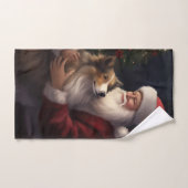 Shetland Sheepdog Kerstman Feestelijke Kerstmis Bad Handdoek (Handdoek)