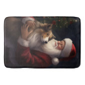 Shetland Sheepdog Kerstman Feestelijke Kerstmis Badmat (Voorkant)