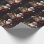 Shetland Sheepdog Kerstman Feestelijke Kerstmis Cadeaupapier (Hoek)