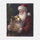 Shetland Sheepdog Kerstman Feestelijke Kerstmis Fleece Deken (Voorkant)