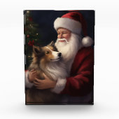 Shetland Sheepdog Kerstman Feestelijke Kerstmis Fotoblokken (Voorkant)