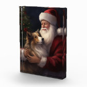 Shetland Sheepdog Kerstman Feestelijke Kerstmis Fotoblokken (Rechts)