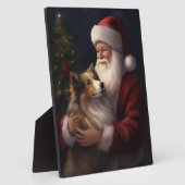 Shetland Sheepdog Kerstman Feestelijke Kerstmis Fotoplaat (Zijkant)
