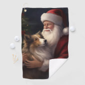 Shetland Sheepdog Kerstman Feestelijke Kerstmis Golfhanddoek (Insitu)