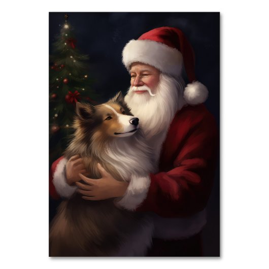 Shetland Sheepdog Kerstman Feestelijke Kerstmis Kaart (Voorkant)