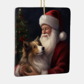 Shetland Sheepdog Kerstman Feestelijke Kerstmis Keramisch Ornament (Rechts)