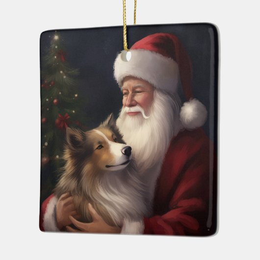 Shetland Sheepdog Kerstman Feestelijke Kerstmis Keramisch Ornament (Links)