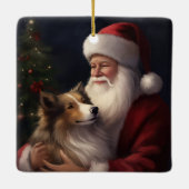 Shetland Sheepdog Kerstman Feestelijke Kerstmis Keramisch Ornament (Achterkant)
